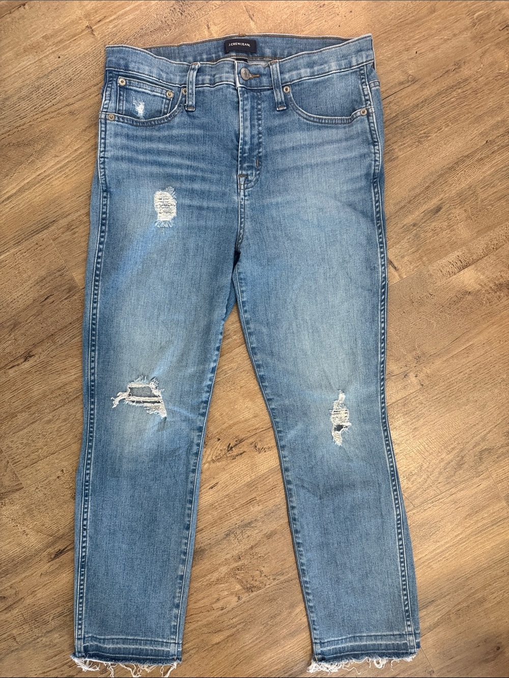 J. Crew Light Blue Distressed Ankle Crop Jeans